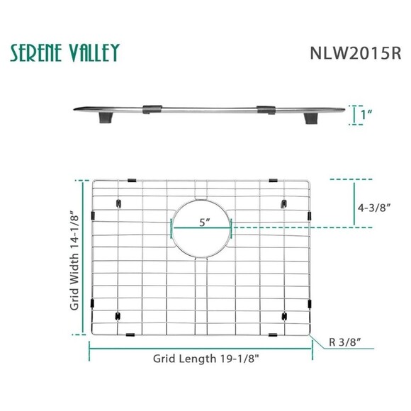 Serene Valley 29-1/2" x 15 9/16" Sink Grid Rear Drain NDG3016R Corner Radius 3/8 - Picture 2 of 4